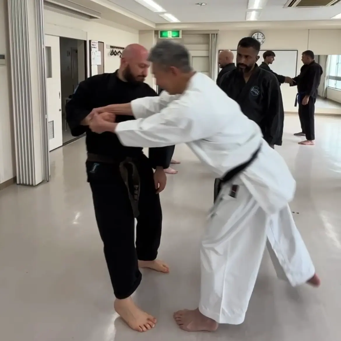 Olgun Tiltay in Nagoya Japan learning hikite [returning hand] from Hideki Yamada Sensei [9th Dan Shorin-Ryu Karate]